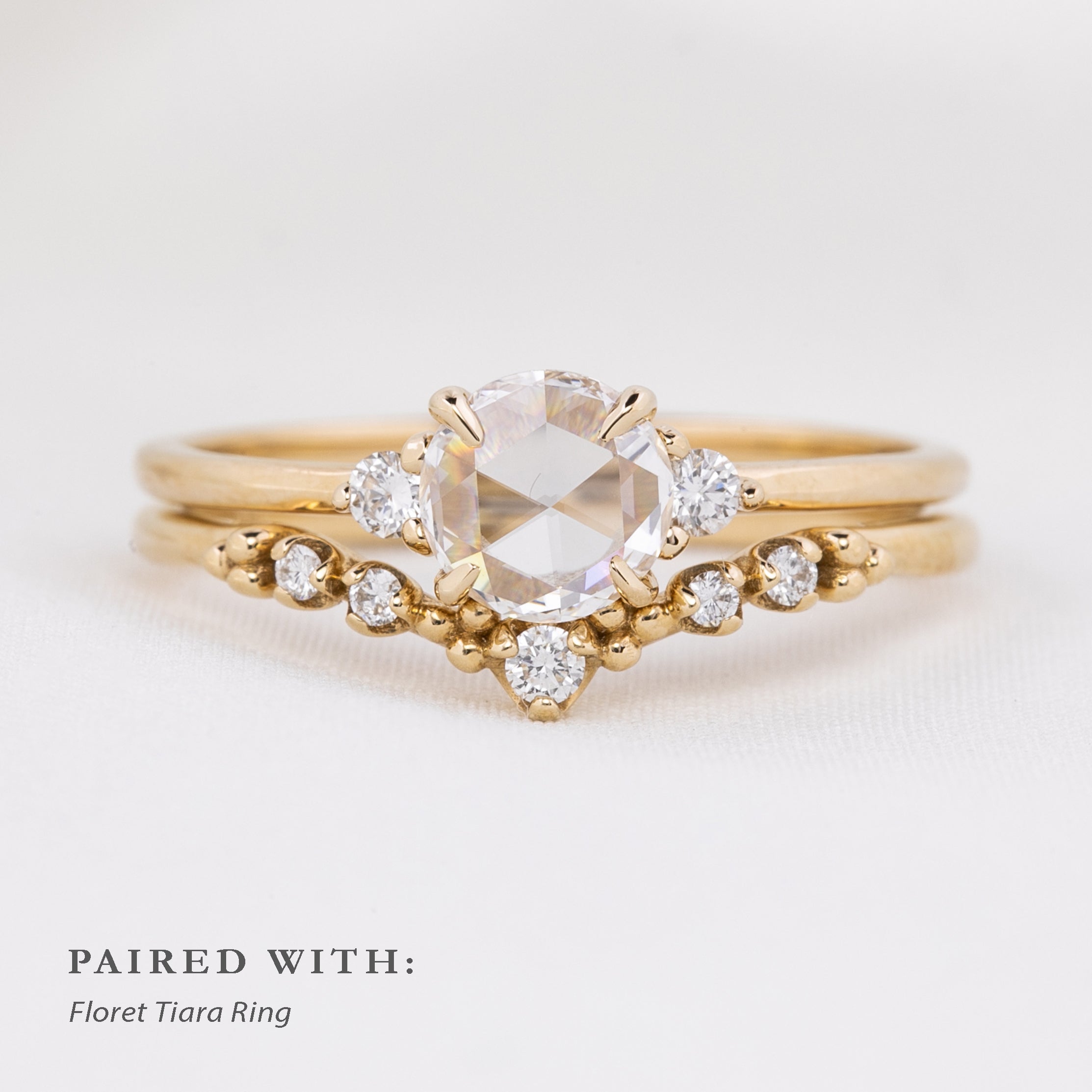 Emilie Ring, 0.50ct Round Rose Cut Diamond, 14k Yellow Gold