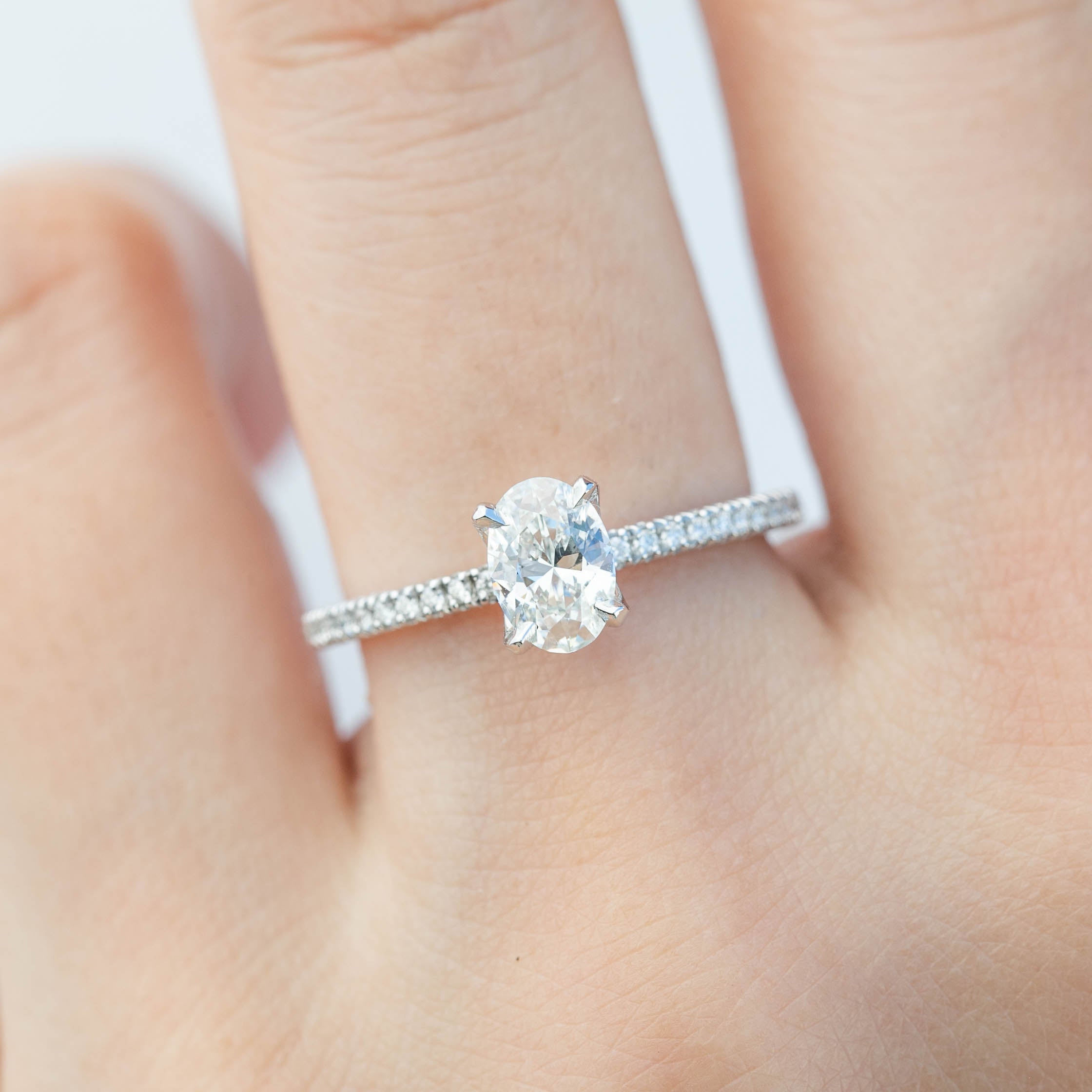 Maria Ring, GIA certified 0.70ct Oval Brilliant Cut Diamond, 14k White Gold (One of a kind)