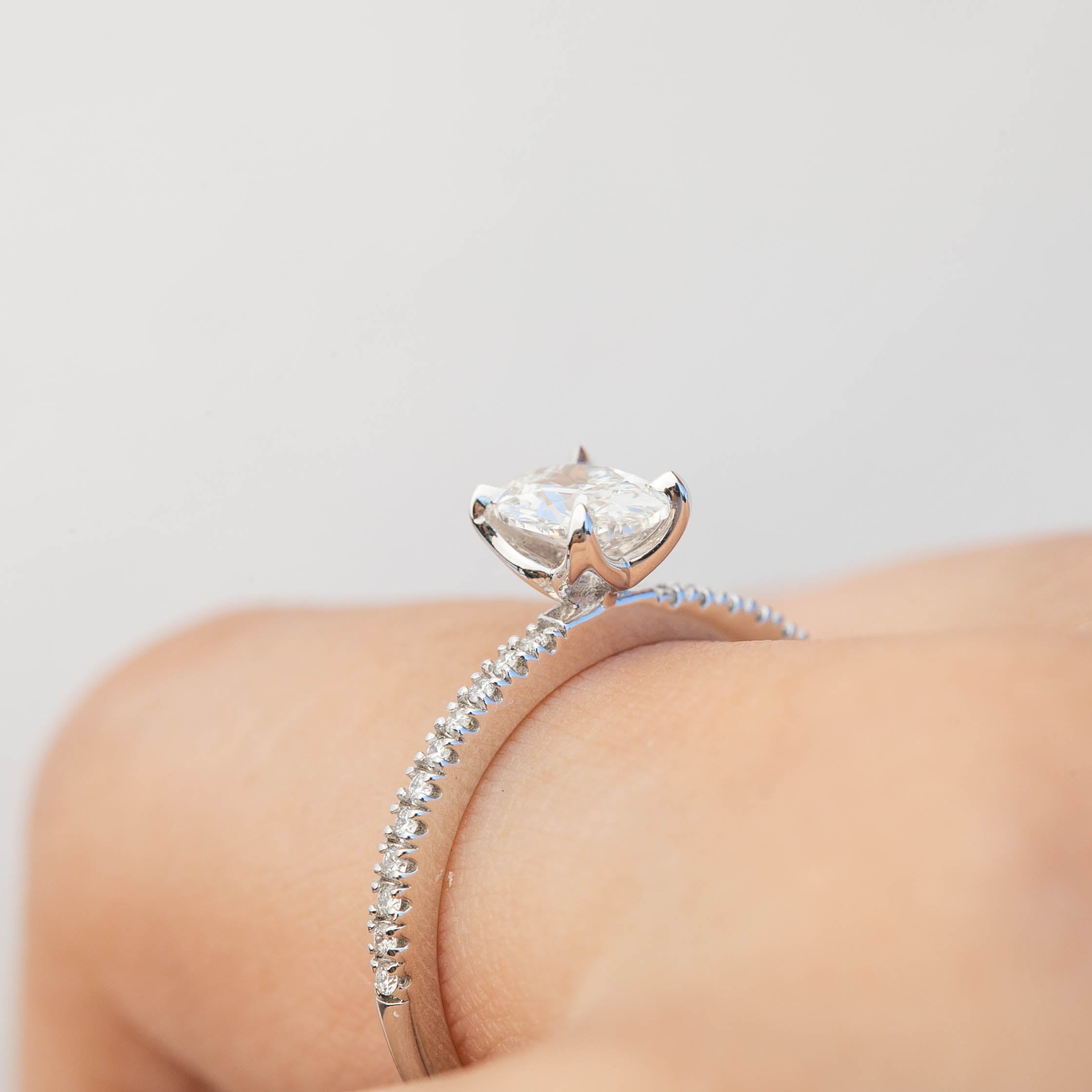 Maria Ring, GIA certified 0.70ct Oval Brilliant Cut Diamond, 14k White Gold (One of a kind)
