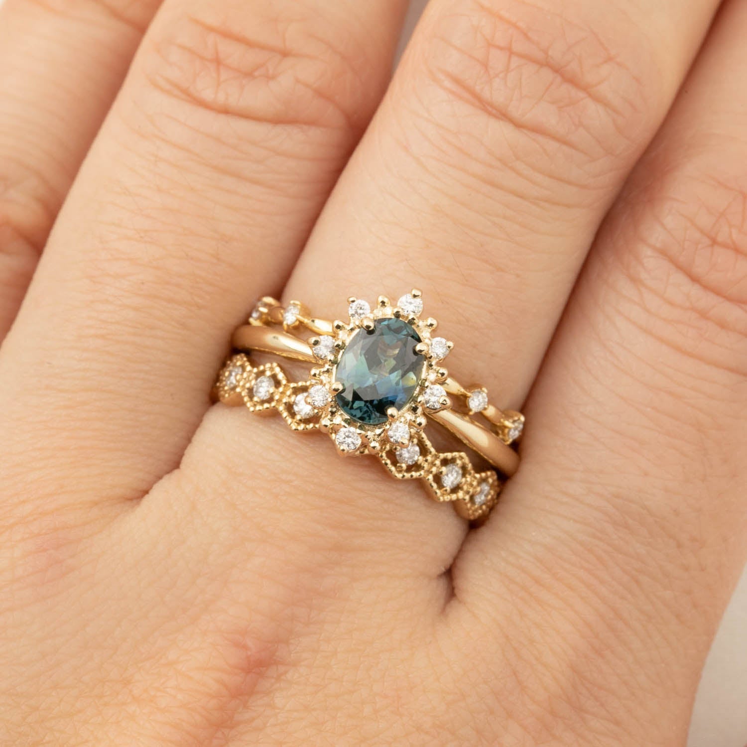 Milgrain Hexagon Eternity Ring