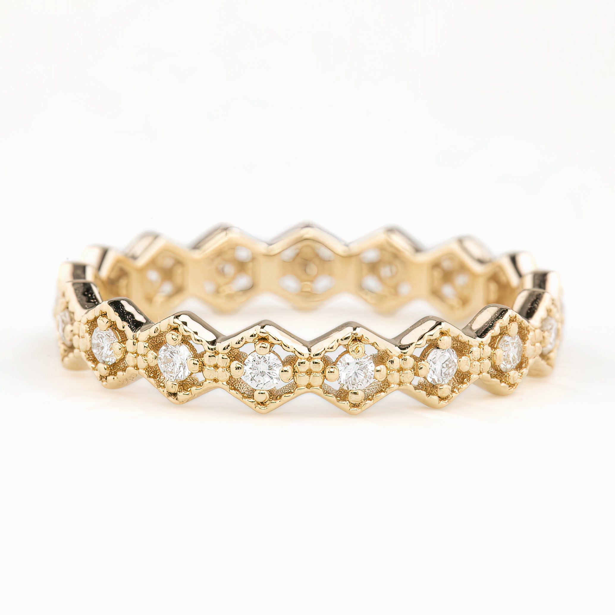 Milgrain Hexagon Eternity Ring