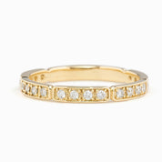 Gold half-eternity Eva ring with 0.20ctw natural white diamonds in G color SI clarity, sparkle, art deco style.