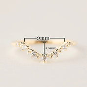 Norah Tiara Ring with V-shaped 9mm by 4.5mm band, natural white diamonds, and solid gold setting.