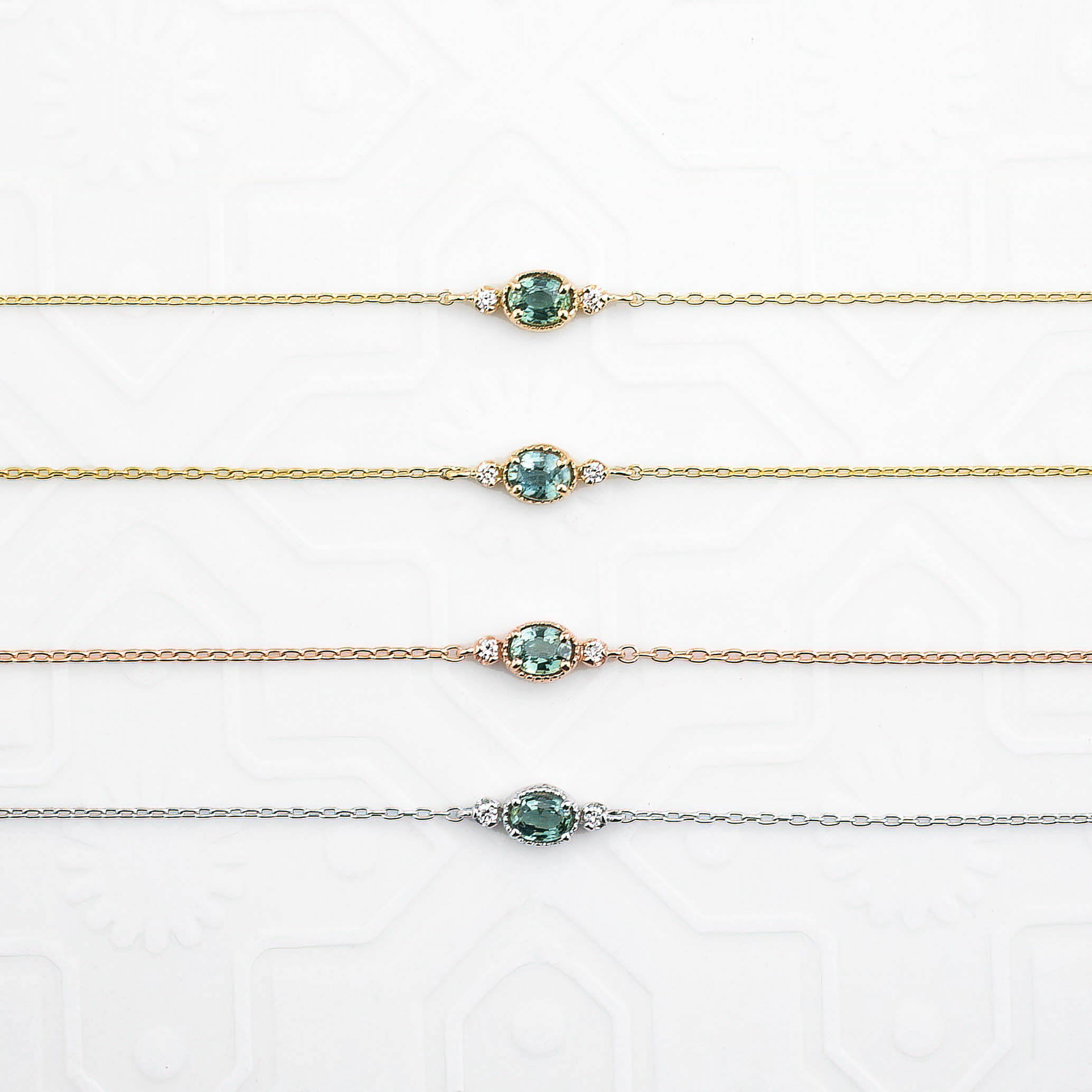 Three-Stone Bracelet, Unheated Madagascar Sapphire