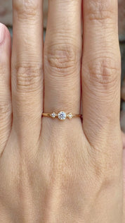 Moon & Star Round Diamond Ring