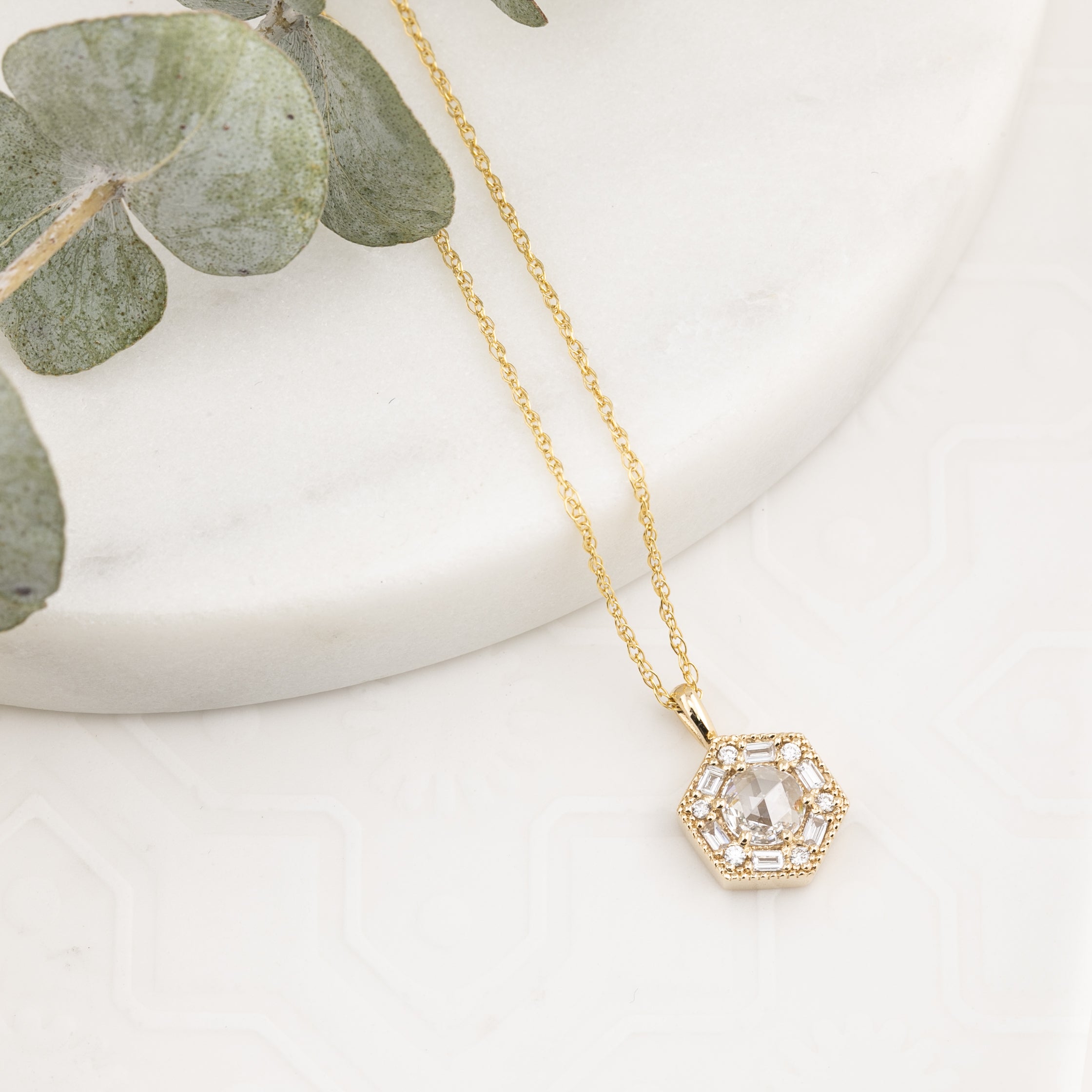 Lila Necklace, 0.30ct Rose-Cut Diamond (Charm Option)