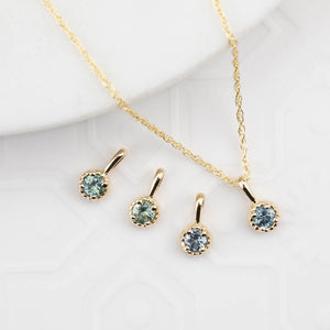 Dahlia Necklace, 0.15ct Montana Sapphire (Charm option)