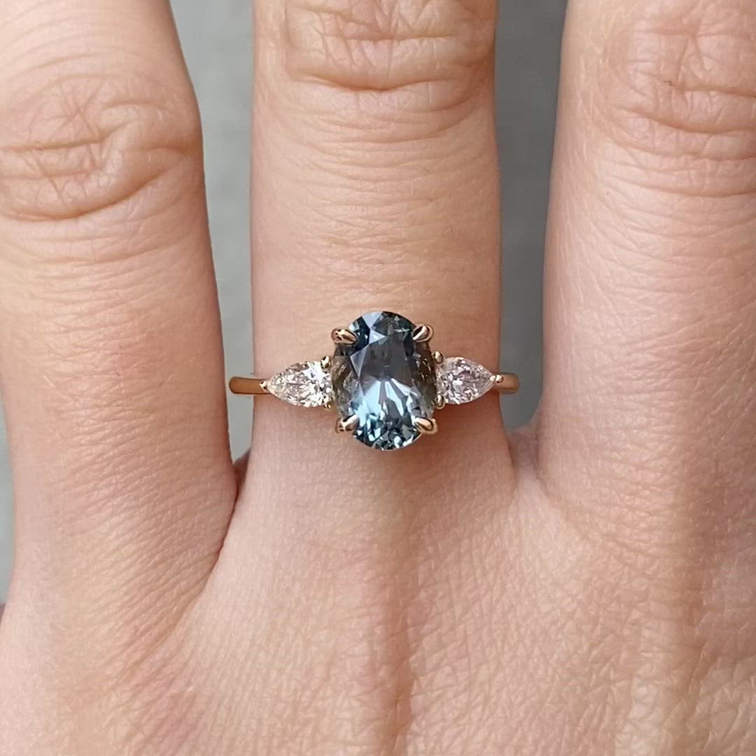 Olivia Grand Ring, Light Blue Green Montana Sapphire