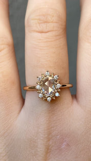 Victoria Ring, 0.49ct Oval Rose Cut Diamond, 14K Yellow Gold (One of a kind)