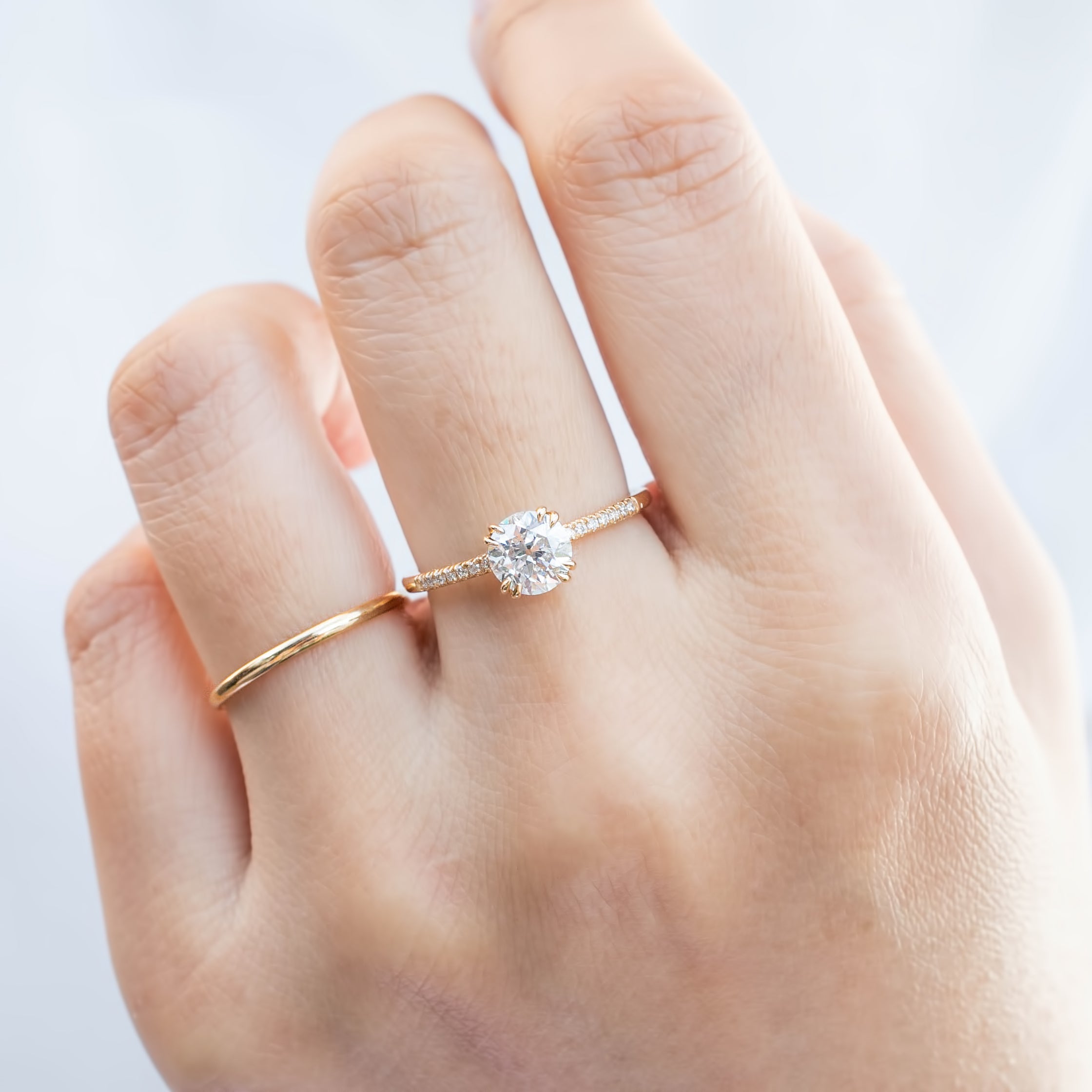 Sabrina Ring, 1ct Old Mine Cut Round Diamond Ring, 14k Yellow Gold (One of a kind)