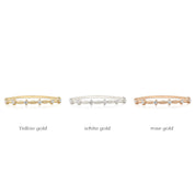 Distant Star Rings in yellow, white, and rose gold with natural white diamonds on slim 1.0mm bands.