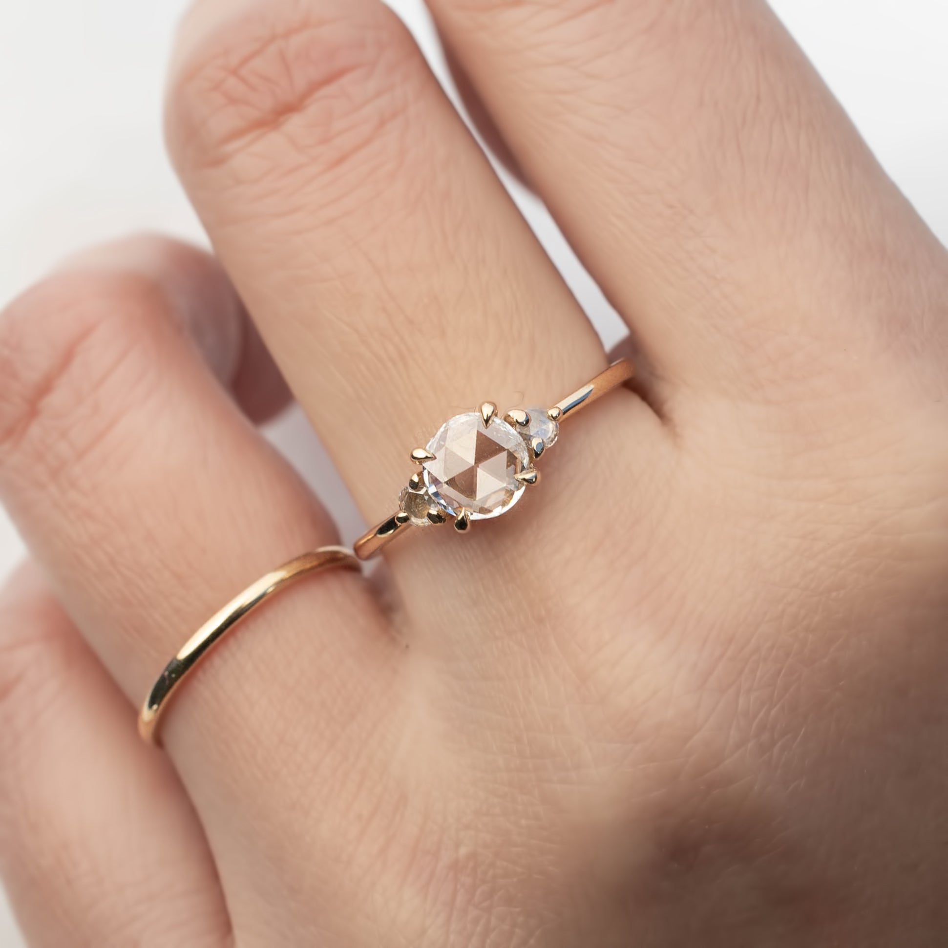 Emilie Round Diamond Ring (with rose-cut sides)