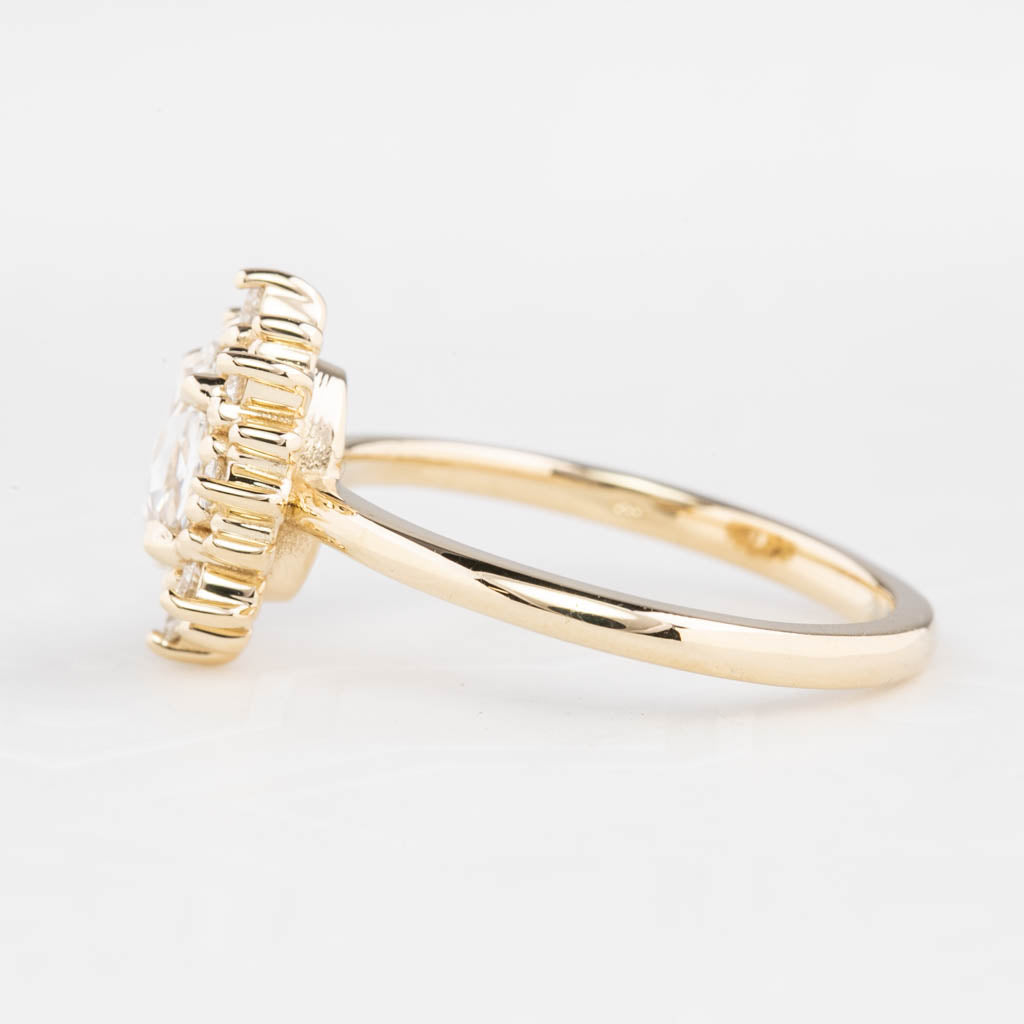 Victoria Ring, 0.49ct Oval Rose Cut Diamond, 14K Yellow Gold (One of a kind)