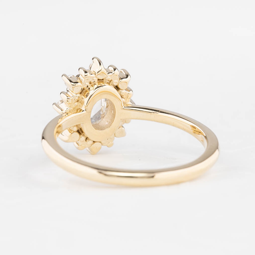 Victoria Ring, 0.49ct Oval Rose Cut Diamond, 14K Yellow Gold (One of a kind)