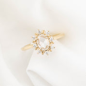 Victoria Ring, 0.49ct Oval Rose Cut Diamond, 14K Yellow Gold (One of a kind)