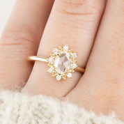 Victoria Ring, 0.49ct Oval Rose Cut Diamond, 14K Yellow Gold (One of a kind)