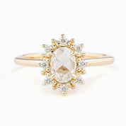 Victoria Ring, 0.49ct Oval Rose Cut Diamond, 14K Yellow Gold (One of a kind)