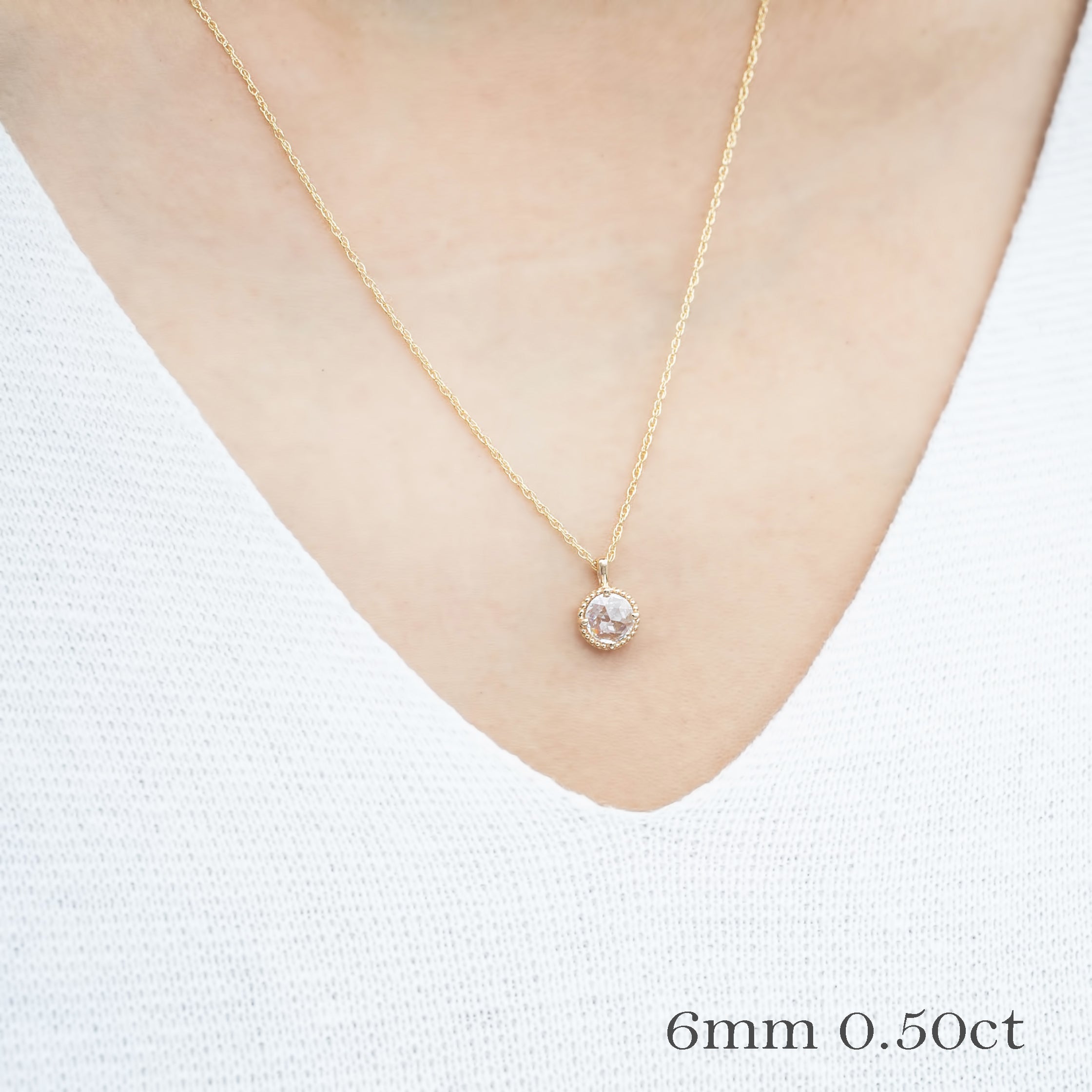 Dahlia Necklace, Natural Rose Cut Diamond (Charm Option)