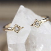 Double Star Diamond Open Ring with natural white diamonds set in ethically sourced solid gold band