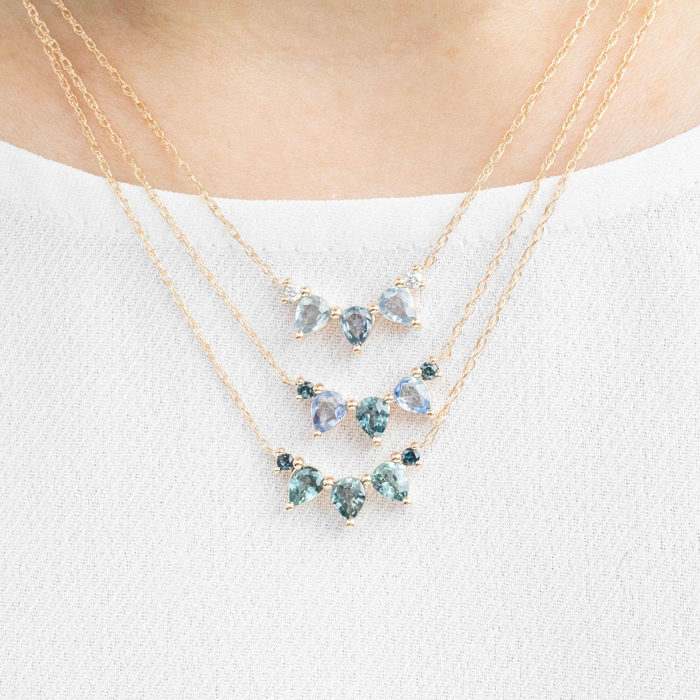 Gloria Necklace, Teal Blue Sapphire