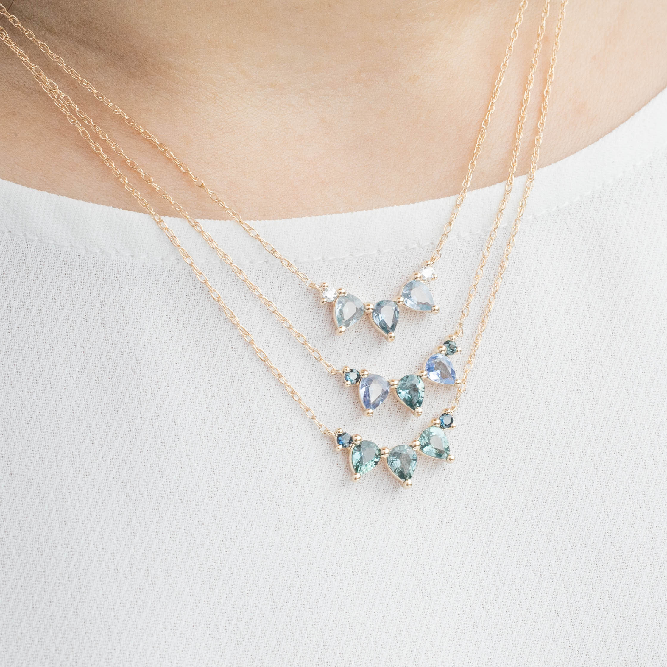 Gloria Necklace, Teal Blue Sapphire