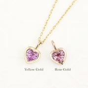 Heart Charm Necklace, Pink Sapphire