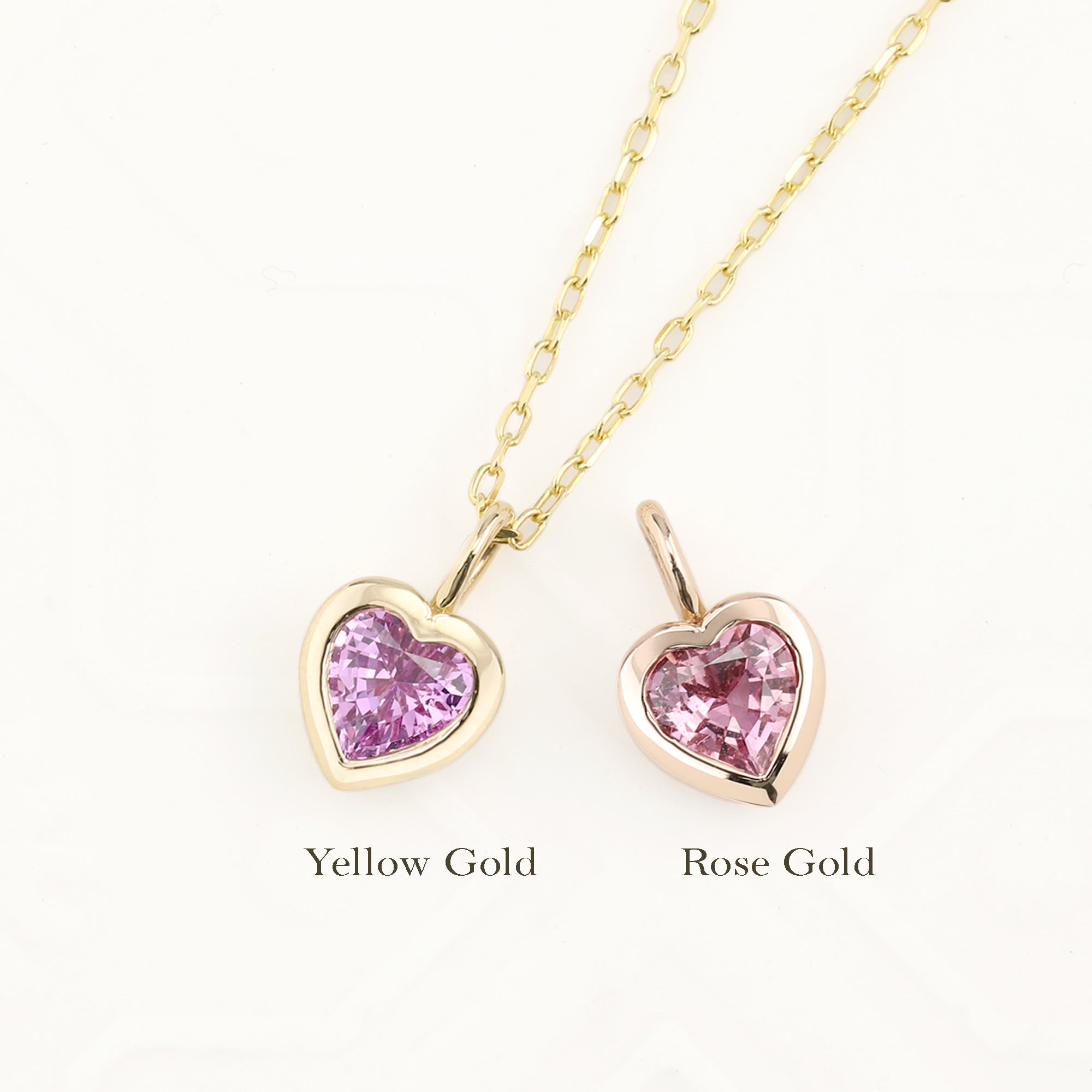 Heart Charm Necklace, Pink Sapphire