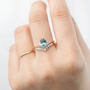 Lily's Tiara Ring with natural white diamonds and a blue gemstone on ethically sourced solid gold band