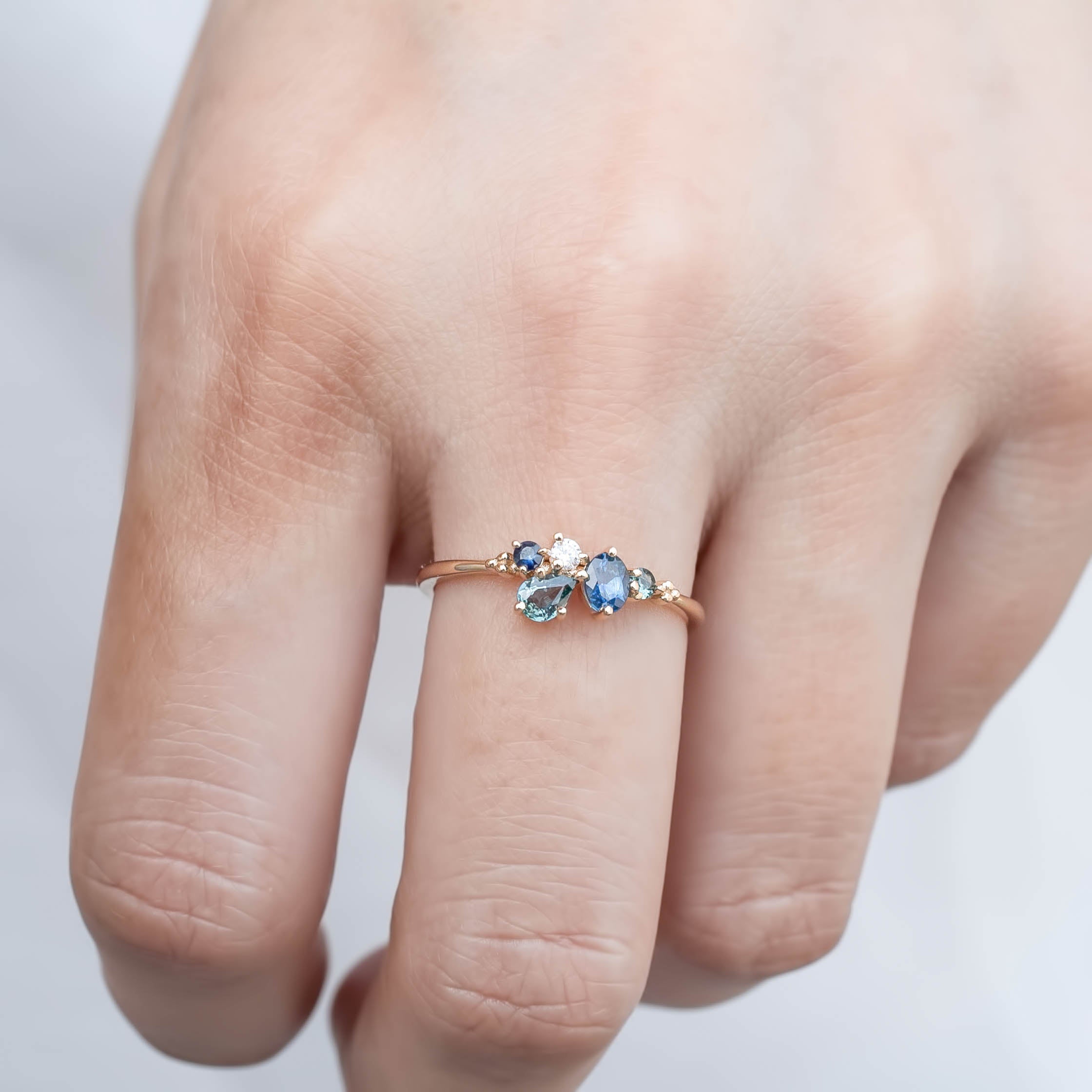Stardust Cluster Ring, Five Stones with Diamond