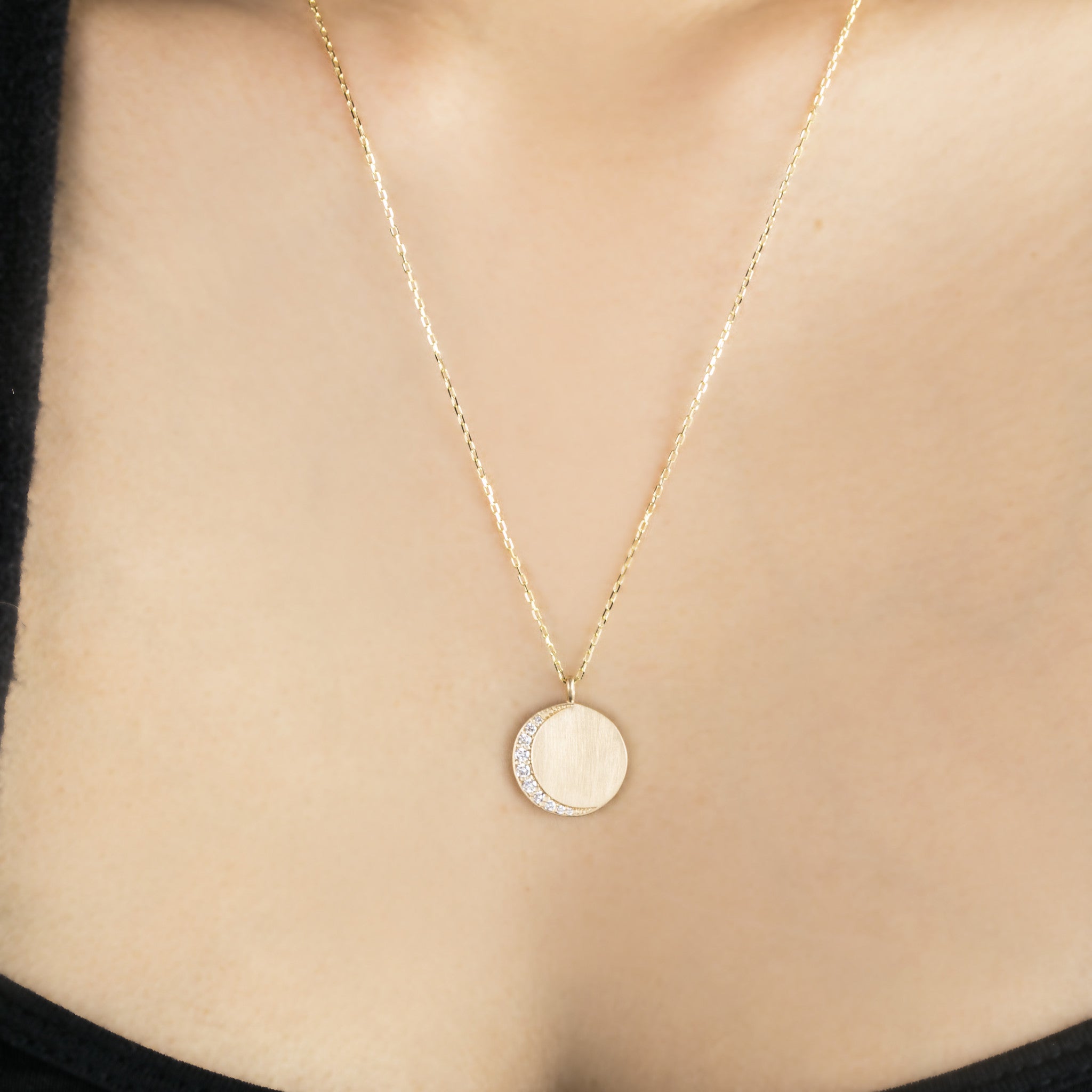 Personalized Crescent Diamond Necklace