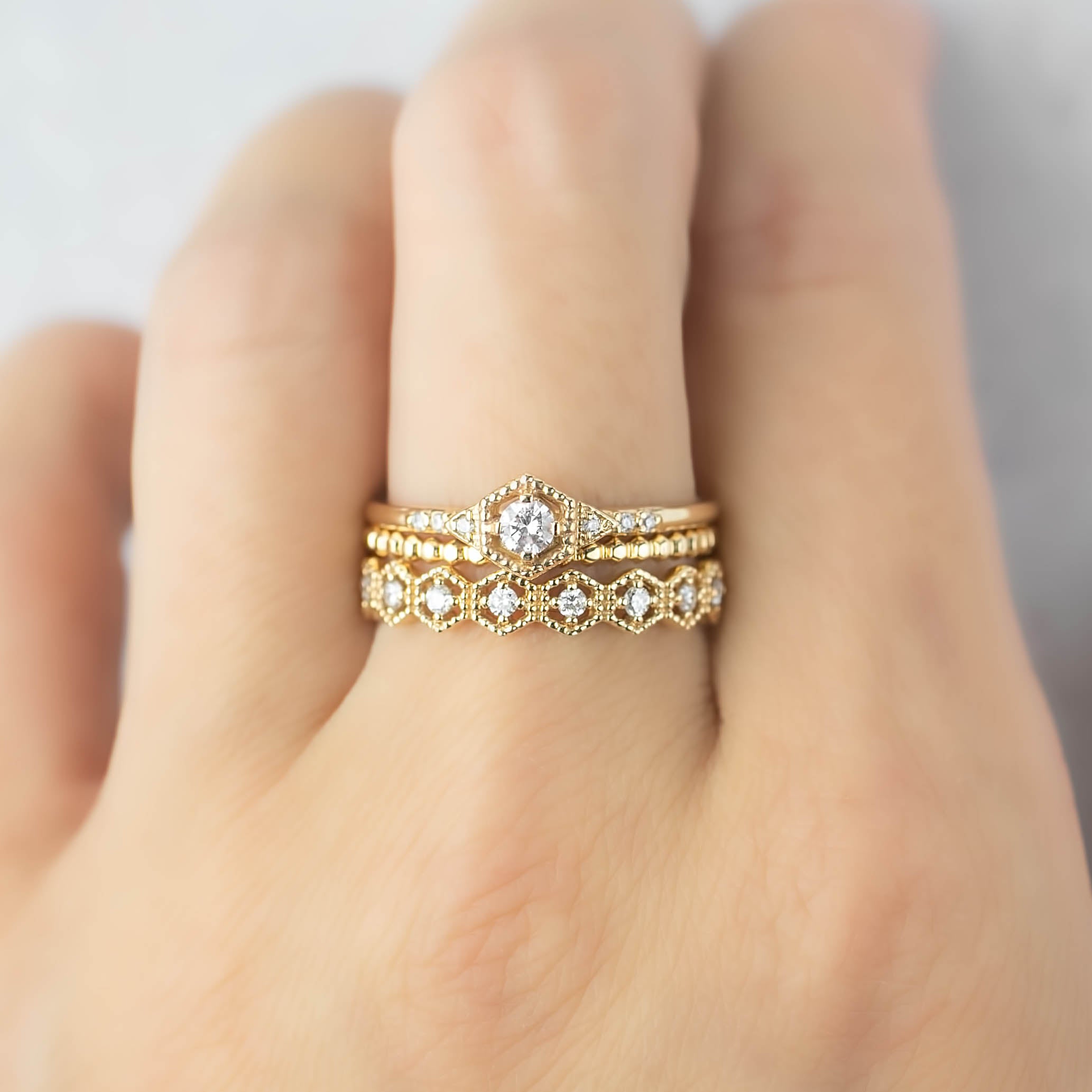 Milgrain Hexagon Eternity Ring