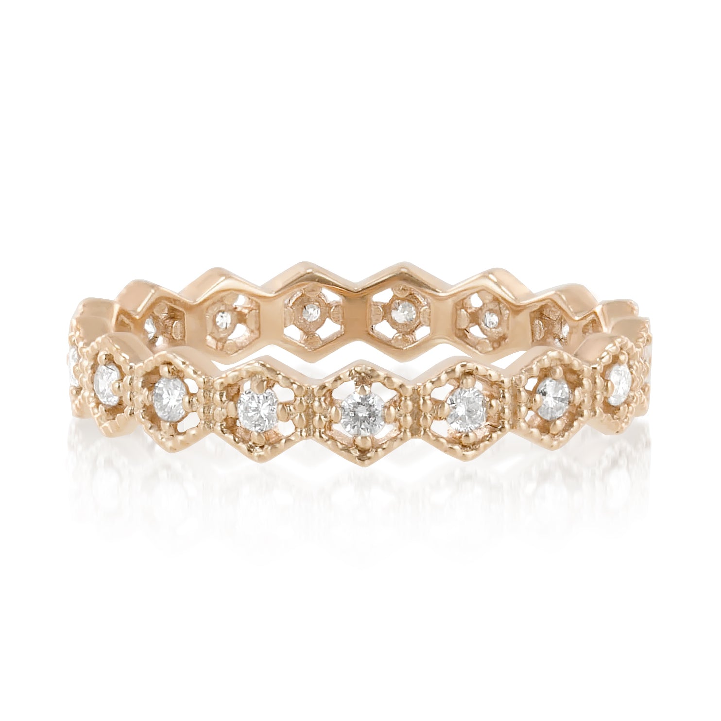 Milgrain Hexagon Eternity Ring