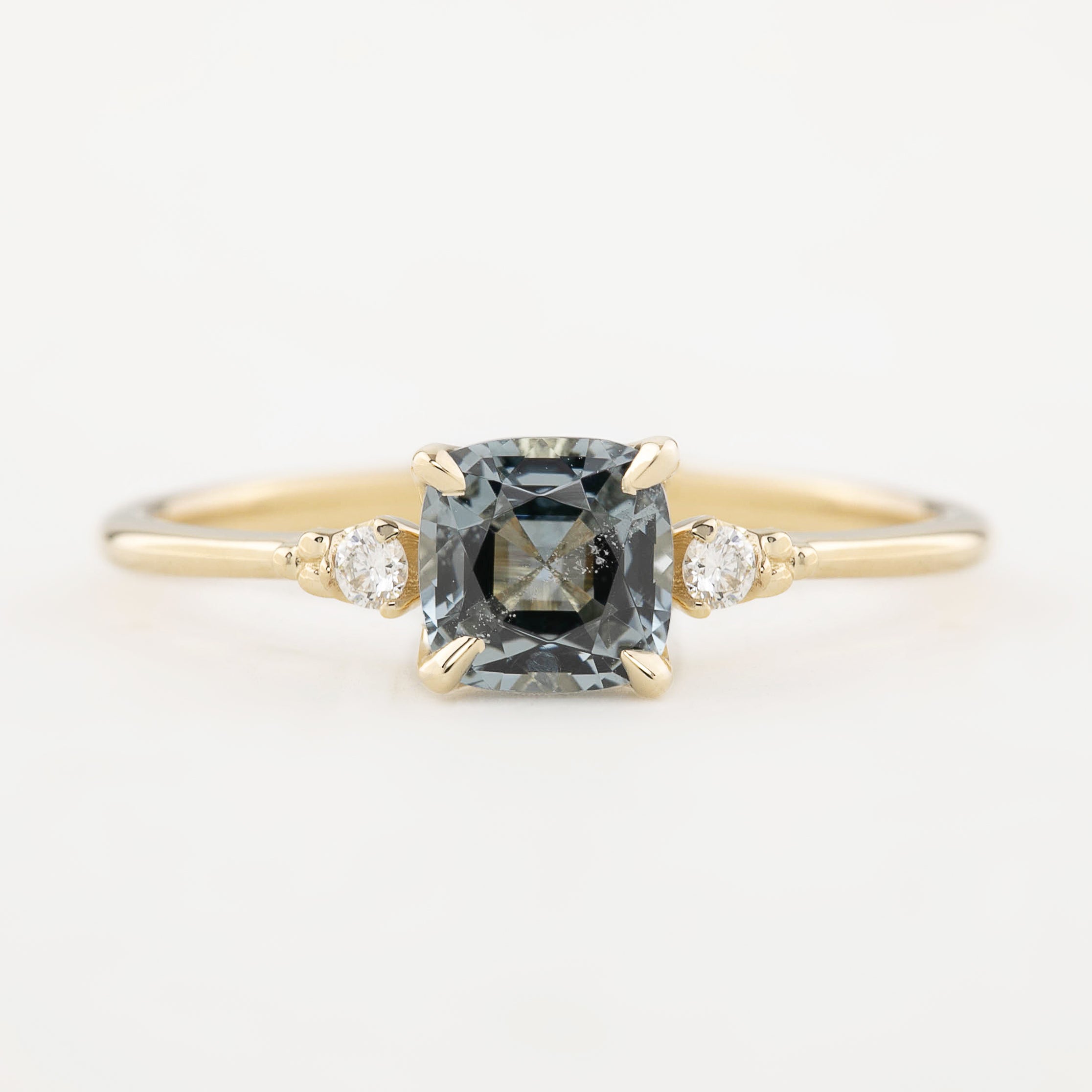 Estel Ring Cushion Cut Gray Spinel, 14k Yellow gold