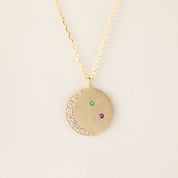 Crescent Birthstone Necklace (Charm Option)