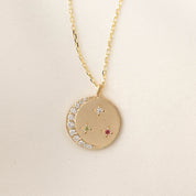 Crescent Birthstone Necklace (Charm Option)