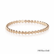 14k rose gold bead eternity ring with 1.5mm band, solid gold, full eternity style, ethically sourced, non-resizable design