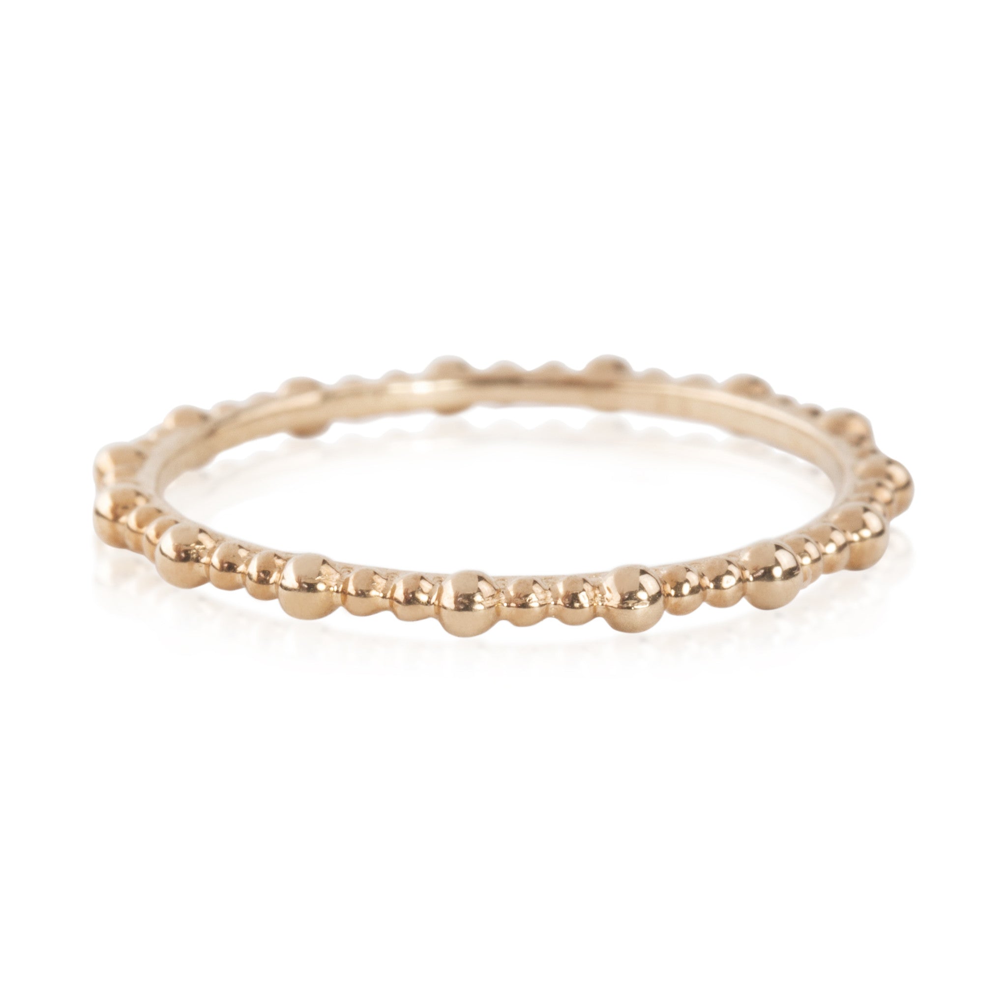 Solid gold full eternity Gemma Ring with a beaded design and 1.5mm band width, shown on white background.
