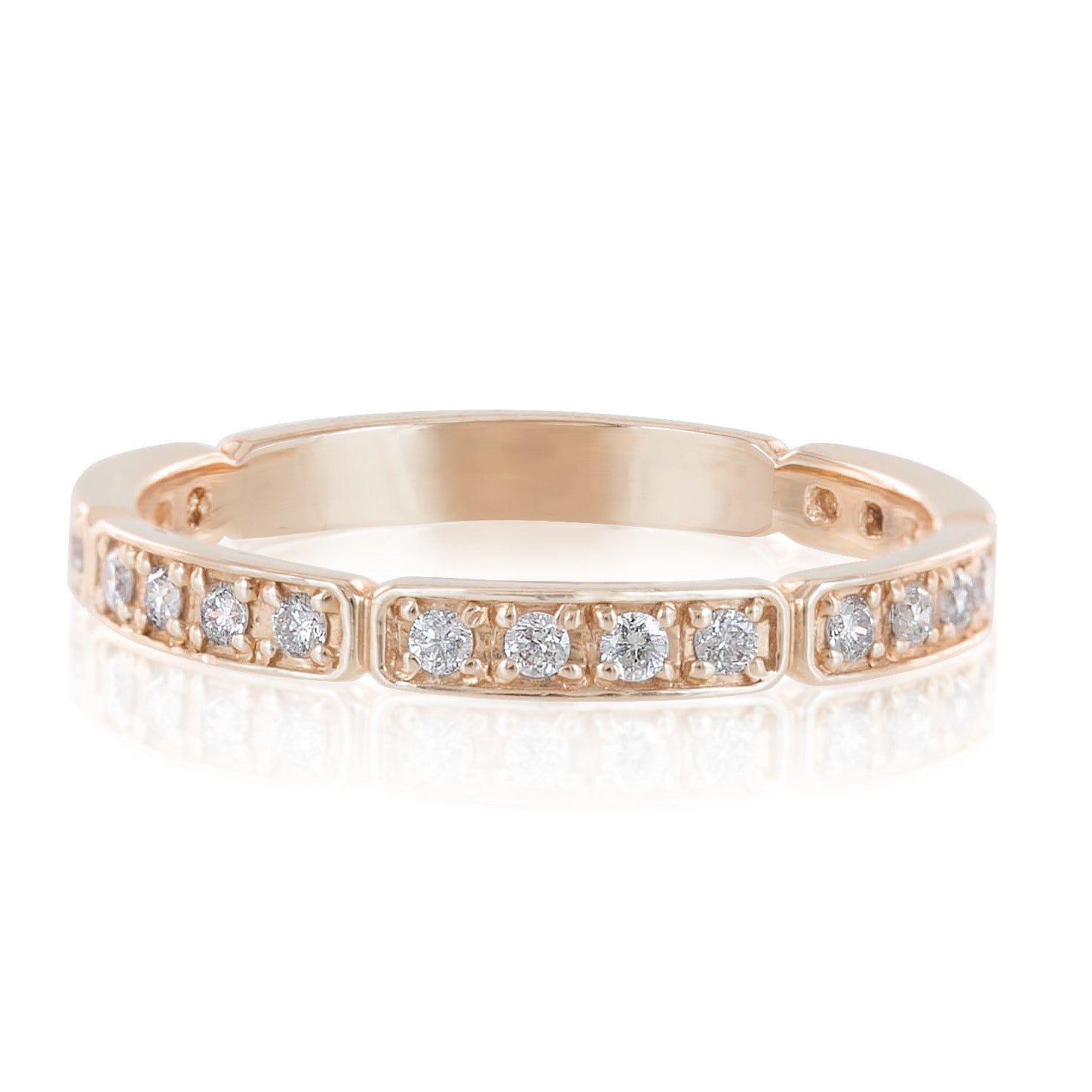 Rose gold Eva ring with natural white diamonds half-eternity design, 0.20ctw, G color SI clarity, 2.3mm band width