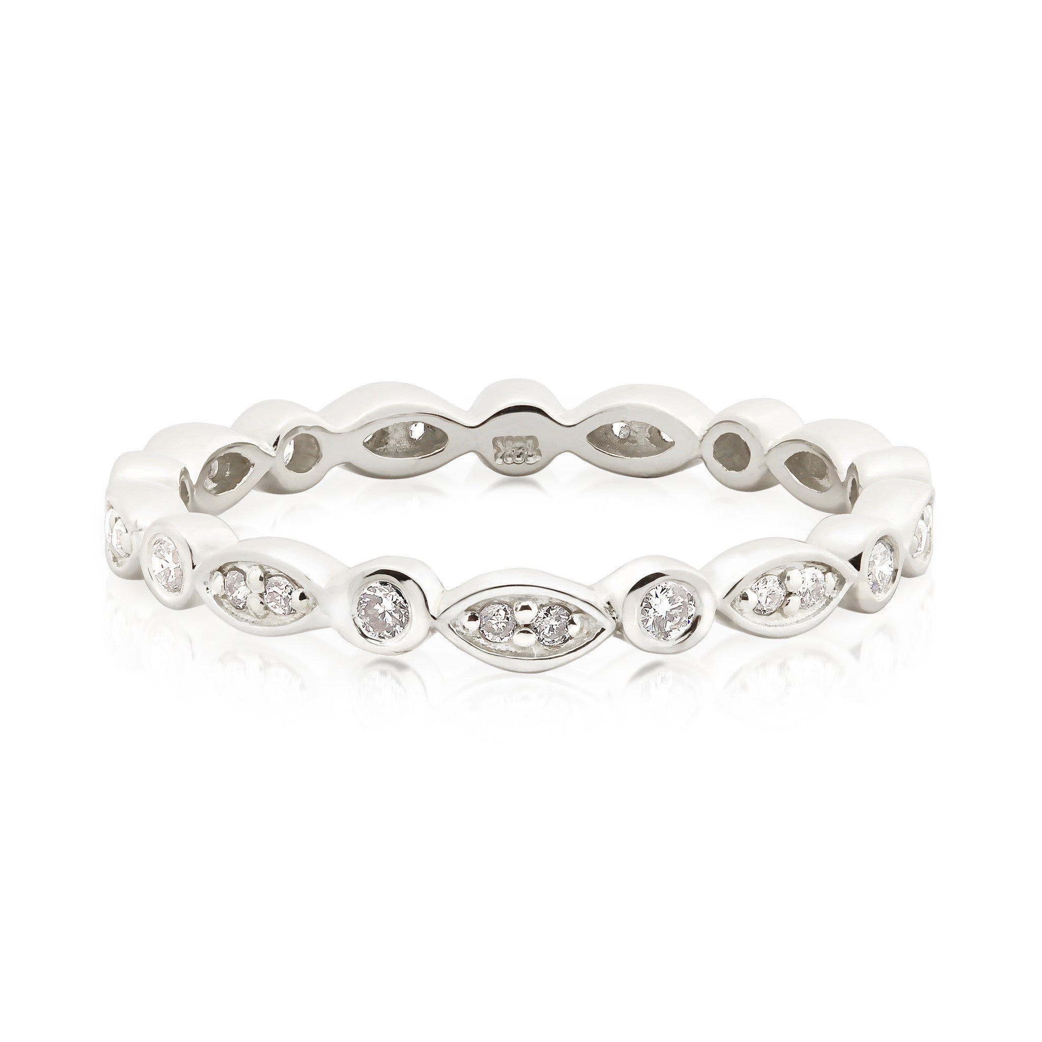 White gold Seren Ring featuring natural white diamonds totaling 0.18-0.20ctw with G color and SI clarity