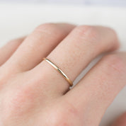 Handmade Half-Round Straight Band (1.3mm) on finger, crafted from recycled metal by Envero Jewelry Etsy