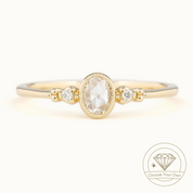 Estel Bezel Ring, Oval Rose Cut Diamond