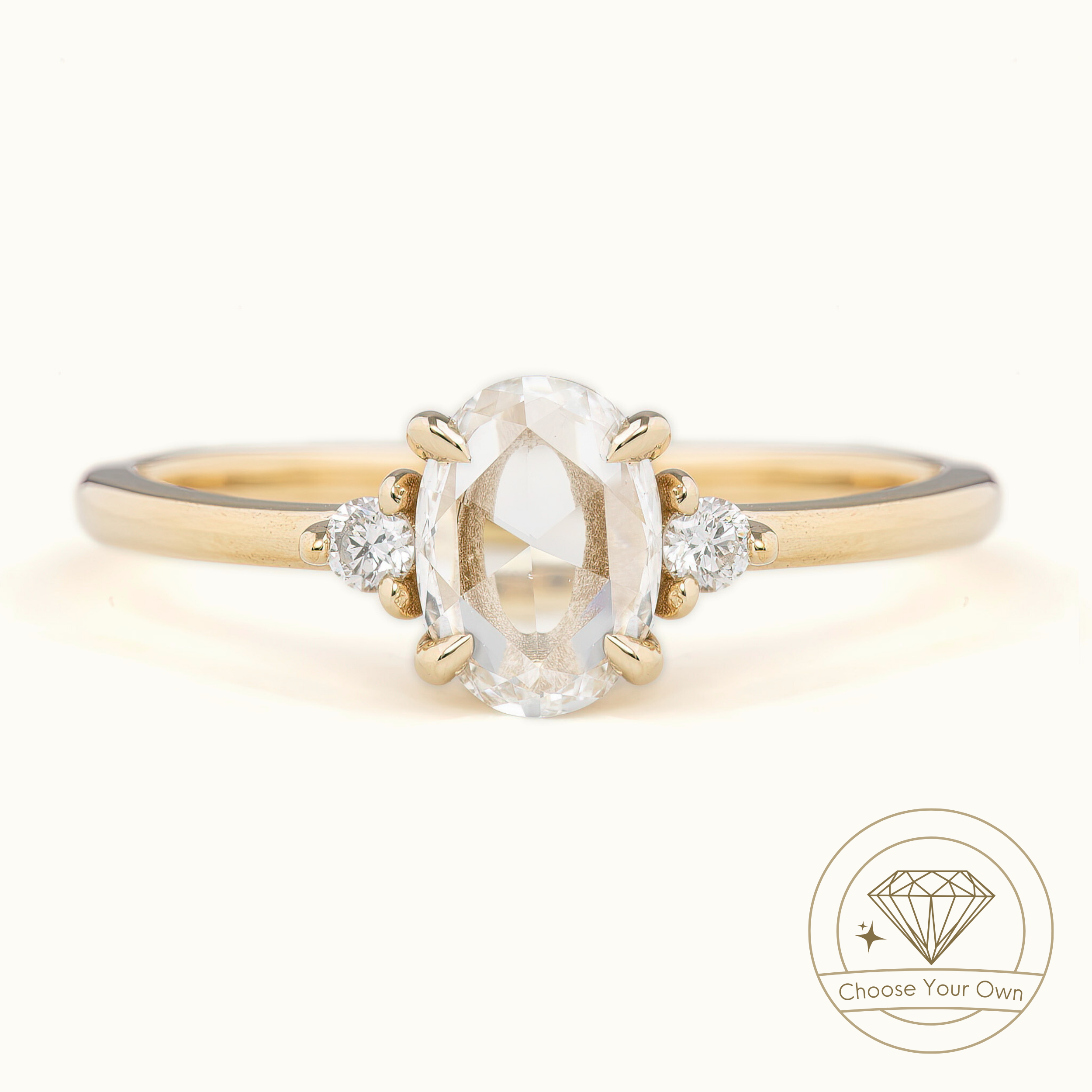 Emilie Ring, Oval Rose Cut Diamond