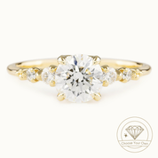 Estel Fleur Four Prongs Ring, Round Brilliant Cut Diamond