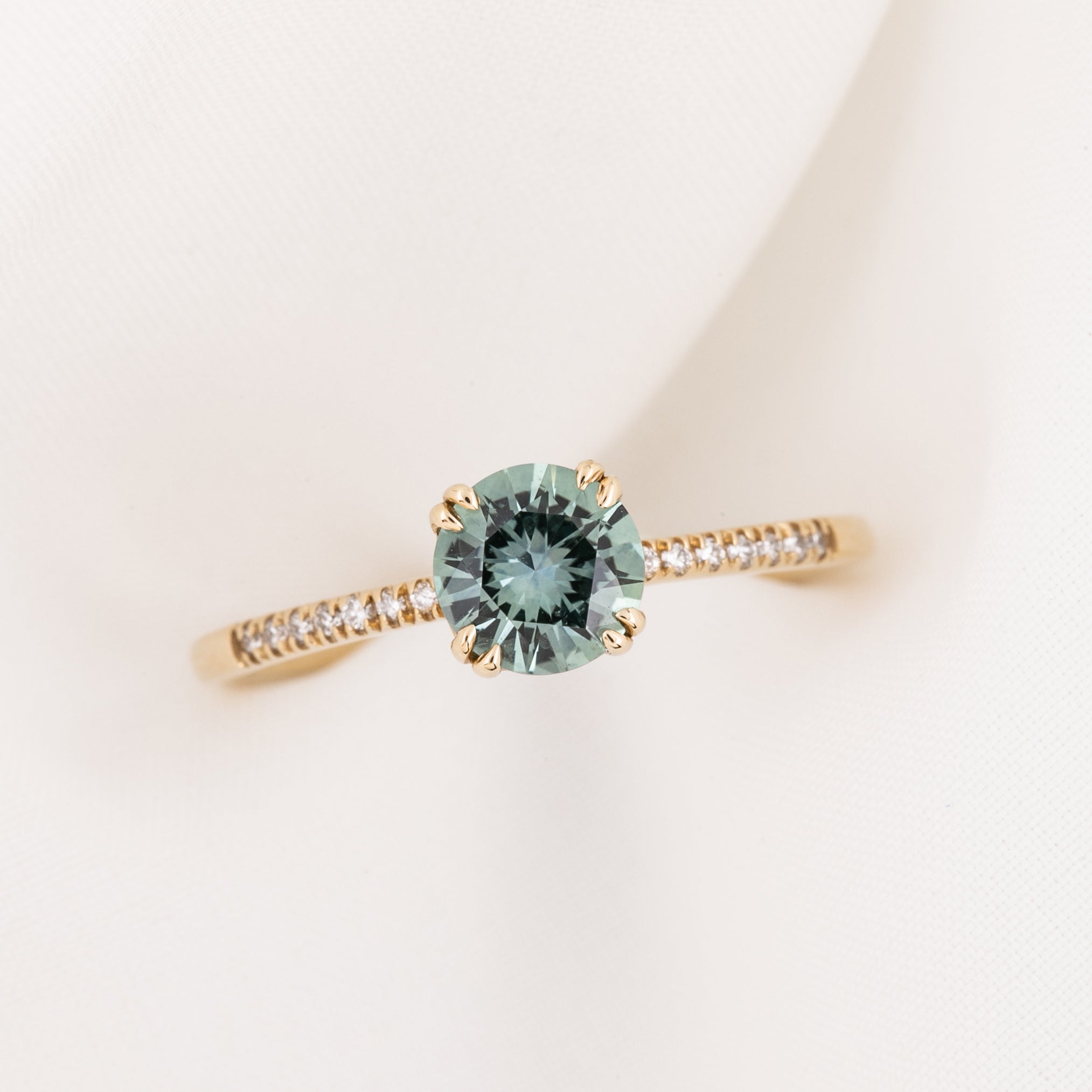 Sabrina Ring 0.85ct Light Aqua Green Montana Sapphire (One of a kind)