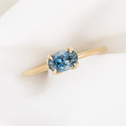 Sara Ring 0.88ct Blue East West Montana Sapphire, 14K Yellow Gold (One of a kind)