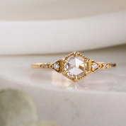 Agatha Ring, Round Rose Cut Diamond