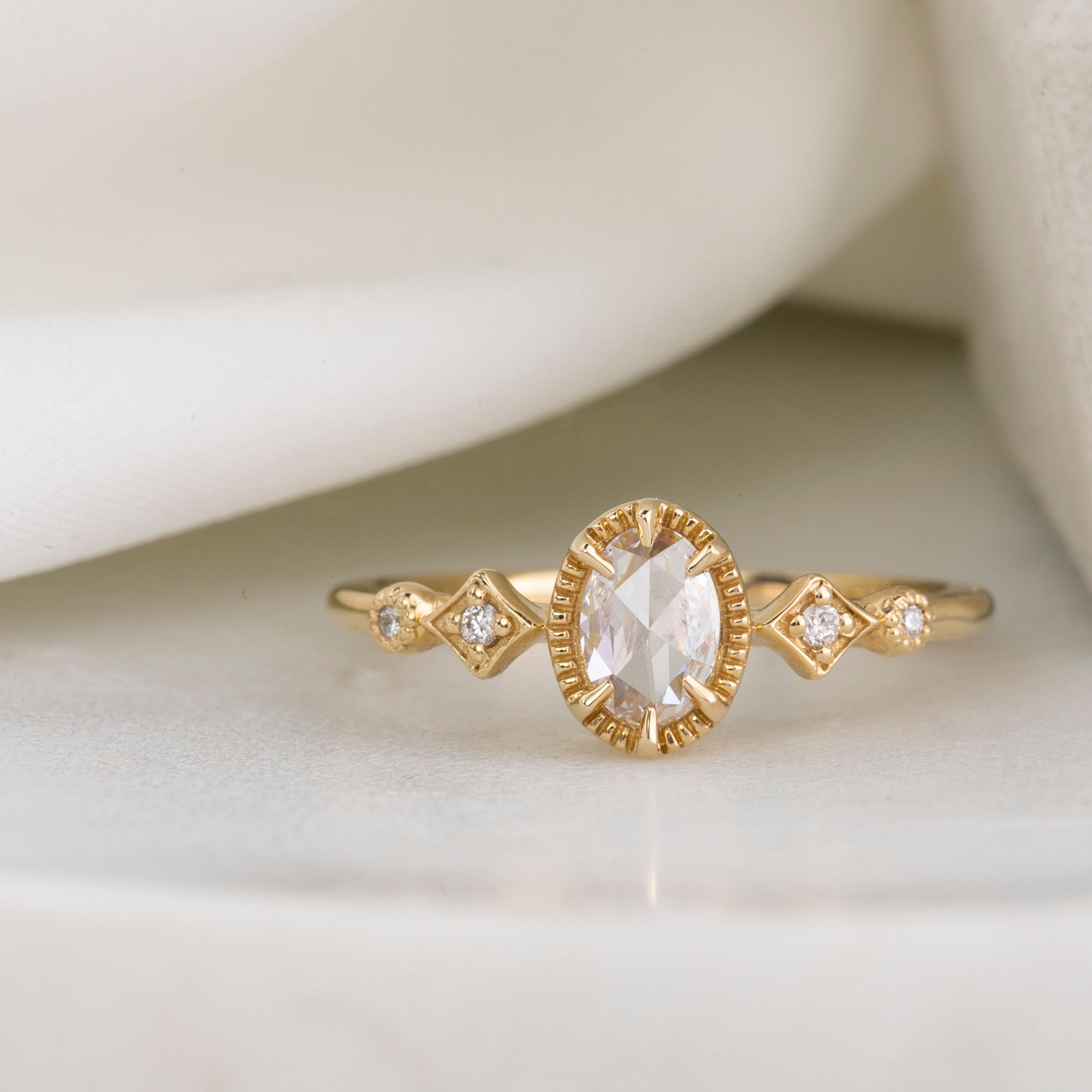 Stella Ring, Oval Rose Cut Diamond