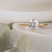 Alice Ring, IGI Certified 1.34ct Round Lab Diamond, 14k Yellow Gold (One of a kind)