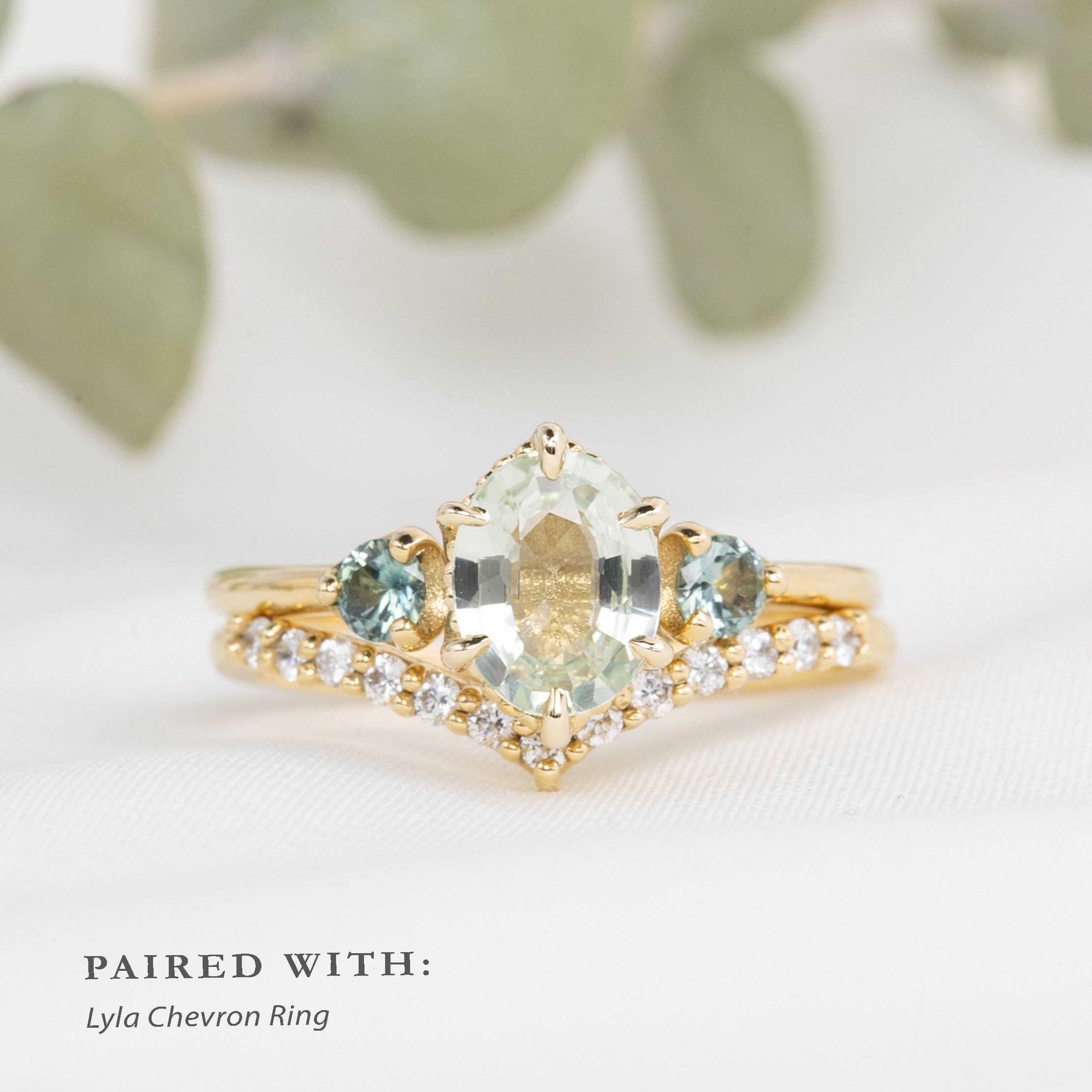 Ayana Ring, 1.23ct Unheated Mint Green Madagascar Sapphire