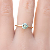 Sara Ring 0.95ct Light Aqua Blue Green Montana Sapphire, 14k Yellow Gold (One of a kind)